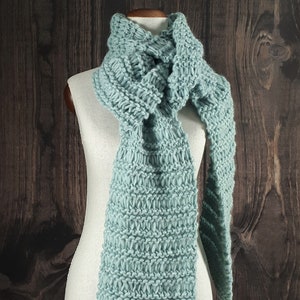 Oversize Aquamarine Handmade Wool Scarf, Light Blue Wrapped Scarf, Cozy Winter Blanket Scarf, Christmas Luxury Woolen Scarf, Hand Knit Scarf