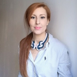 Statement Sailor Knot Blue Necklace, Nautical Cord Necklace, Figure Eight Knot White & Blue Collar, Handmade Chunky Choker, Women&#39;s Necklace