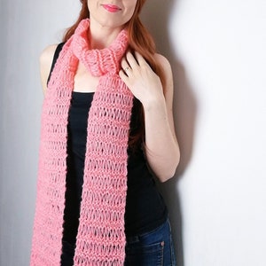 Baby Alpaca Skinny Scarf Pink Blush, Oversize Skinny Scarf, Handmade Luxury Accessory, Women Valentine's Unique Gift, Wrap Soft Cozy Scarves