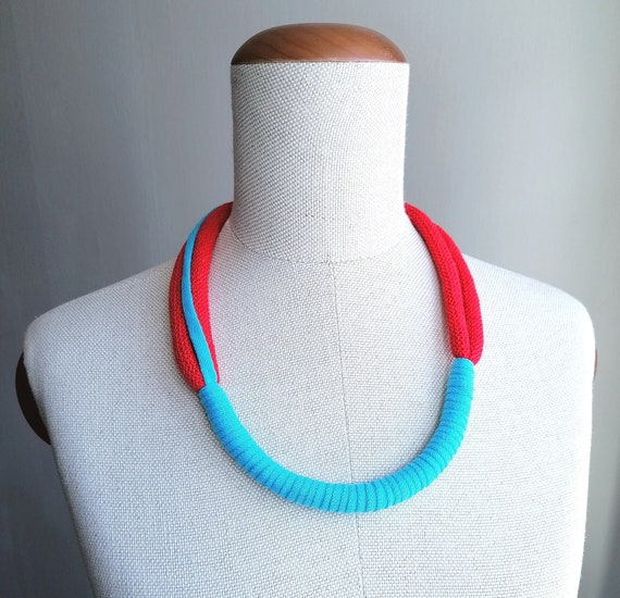 Red and blue best sale necklace