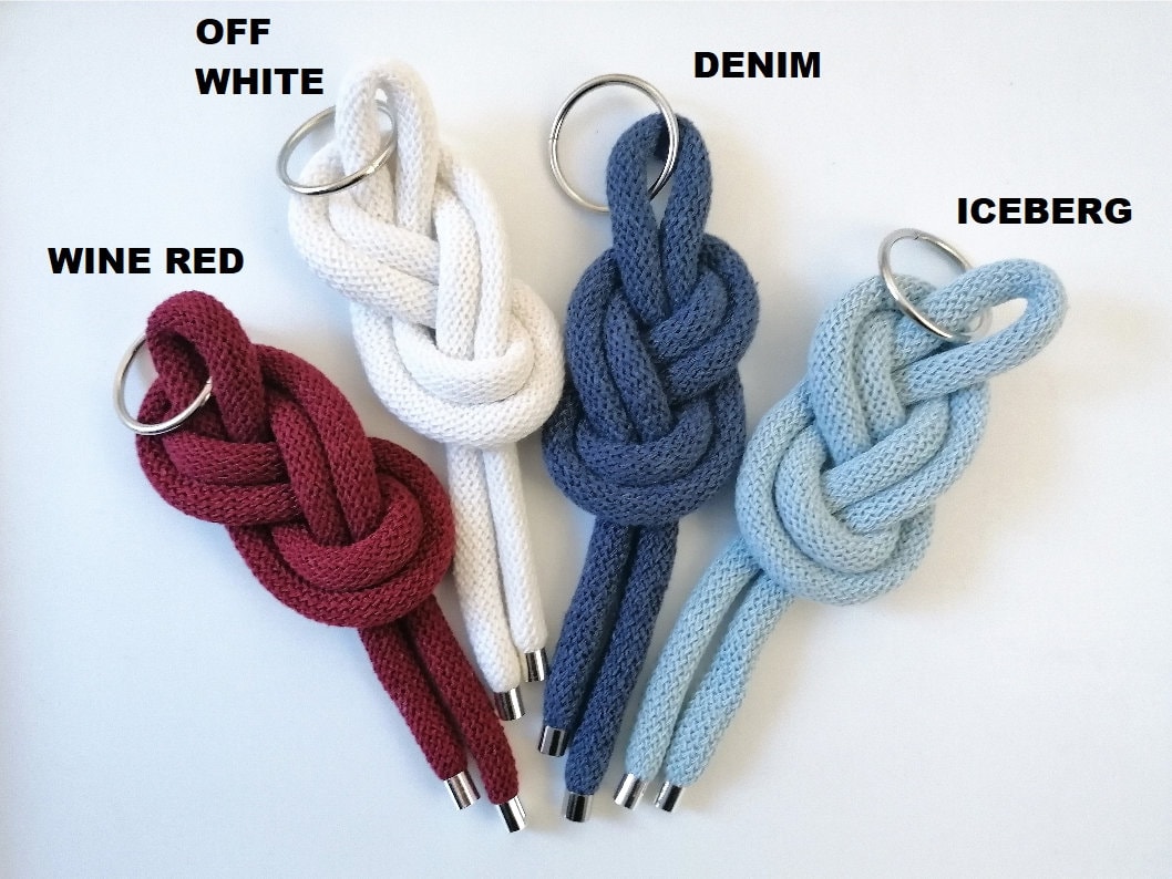 Knot Rope Keyring, Blue Black Grey Keyring, Nautical Accessories Gift ...