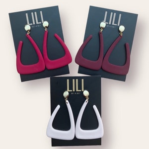 Unique triangle handmade earrings in Holliday colors