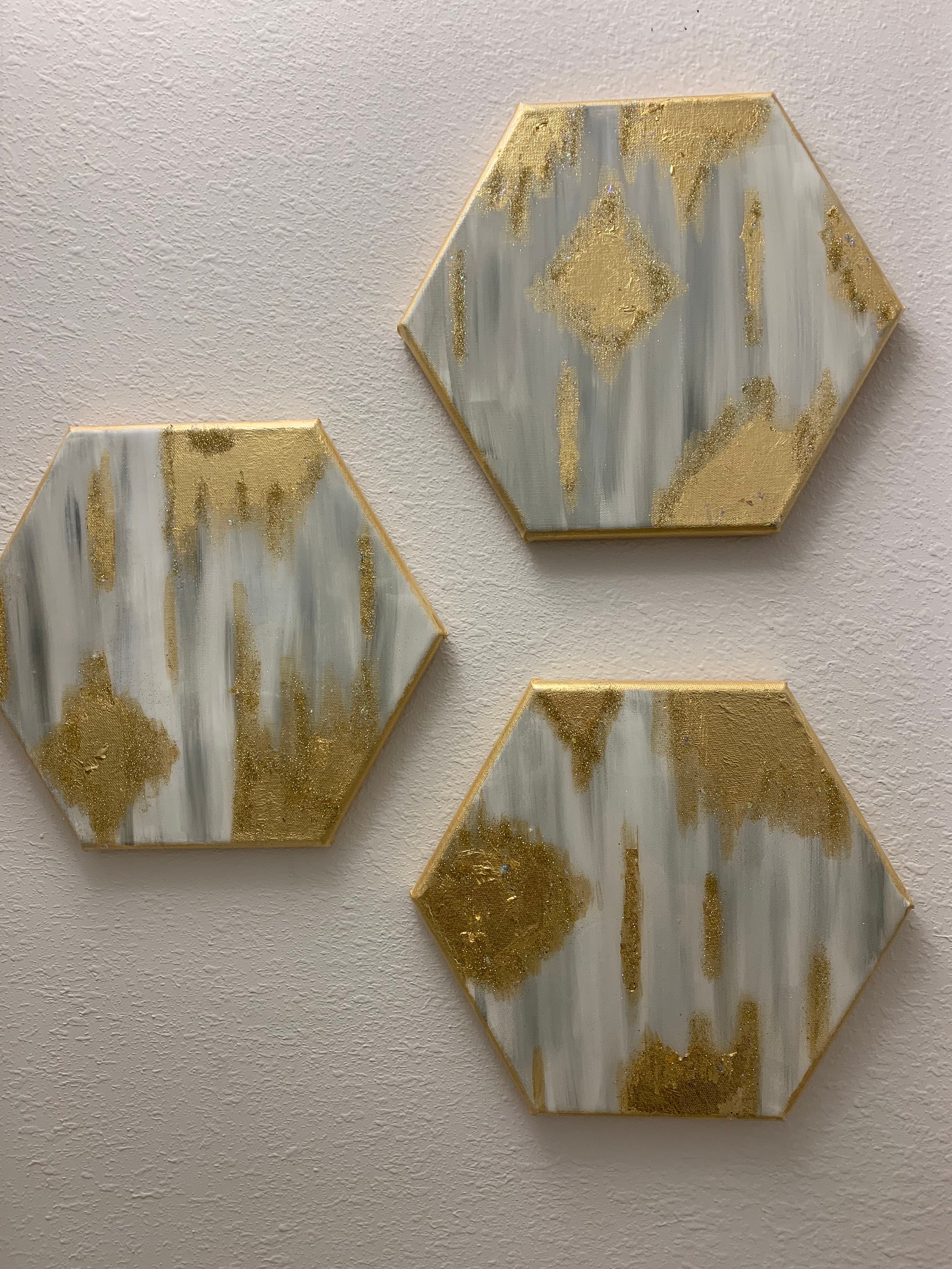 Decorative Hexagon Wall Art Set of 3 Etsy