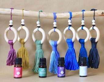 Essential Oil Car Diffuser, Hanging Macramé Car Diffuser, Car Freshener, Eco Friendly,  Car Charm