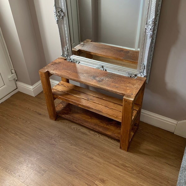 Rustic handmade 3 tier shoe storage rack bench