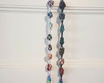 chakra macrame crystal wall hanging