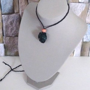 Bloodstone adjustable interchangeable macrame crystal holder pouch necklace