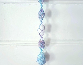 Crystal Macrame Wall Hanging: Selenite, Dream Amethyst, Blue Calcite