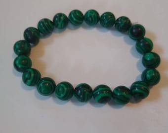 Malachite beaded stretch bracelet