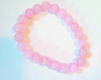 Rose quartz beaded stretch bracelet