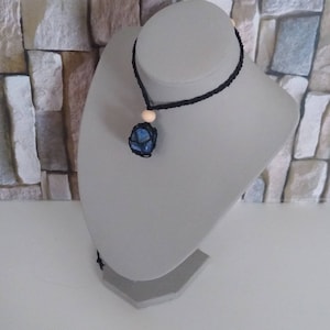 Lapis lazuli adjustable interchangeable macrame crystal holder pouch necklace