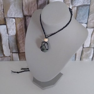Rainbow fluorite adjustable interchangeable macrame crystal holder pouch necklace