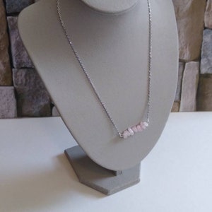 Rose quartz crystal chip charm necklace