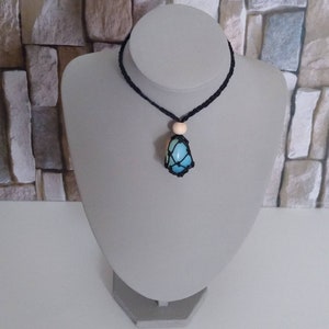 Opalite adjustable interchangeable macrame crystal holder pouch necklace