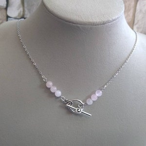 Rose quartz lariat layering necklace