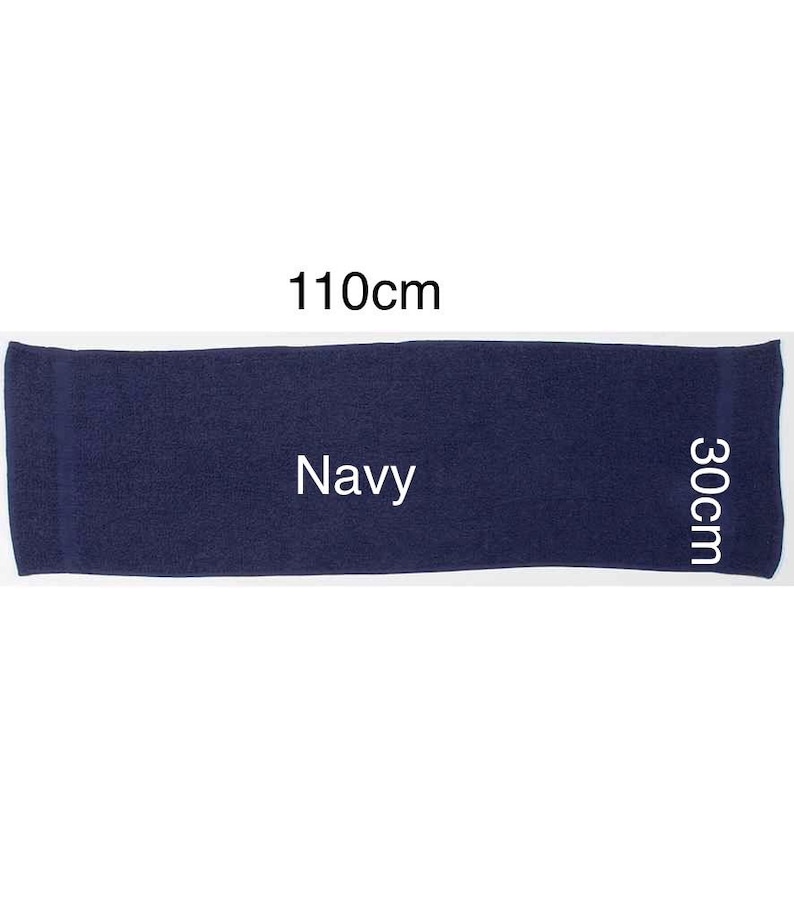 Personalised gym towel for fitness | Sweat towel | Workout towel | Embroidered sports towel Navy 110x30cm