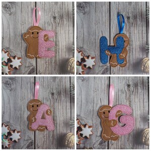 Letter Gingerbread Man Handmade Christmas Hanging Decoration ...