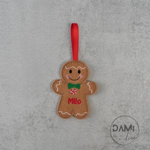 Gingerbread Boy Personalised Christmas Tree decorations,Christmas ornaments,Felt decorations Green