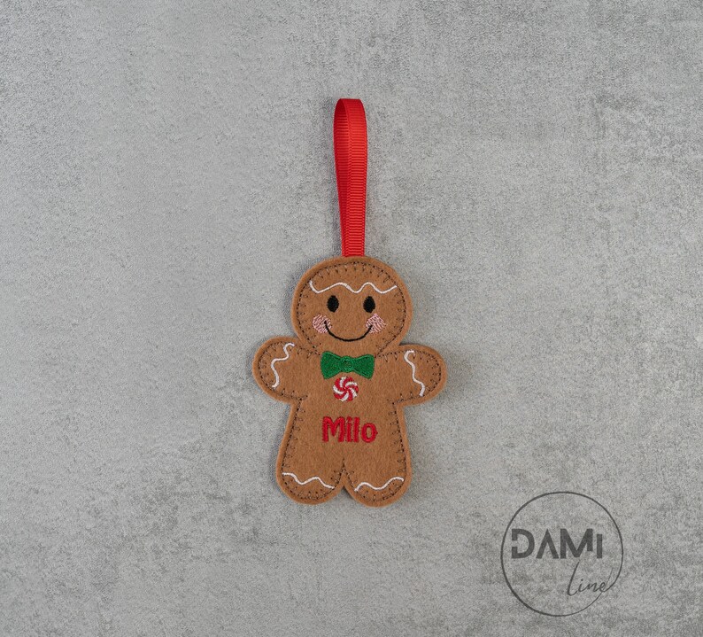 Gingerbread Boy Personalised Christmas Tree decorations,Christmas ornaments,Felt decorations Green