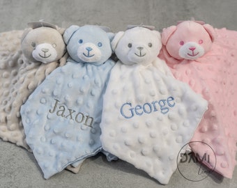 Personalised baby comforter - bear, bunny or elephant, Baby girl/boy gift, Bunny comfort blanket, Comfort blanket