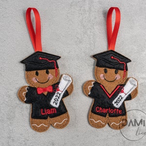 Graduation 2026 Gingerbread man hanging ornament, Christmas decoration, Graduation gifts, University graduation, Graduation cap