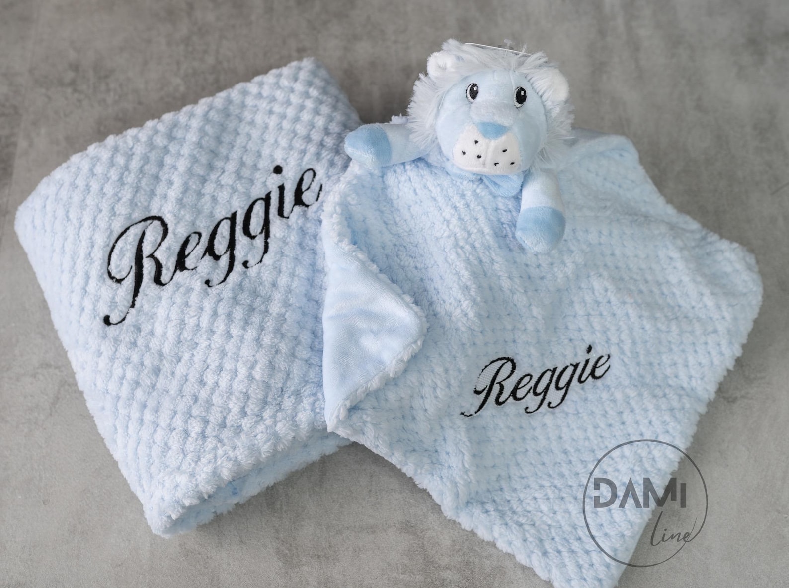 Personalised Baby Blanket & Lion Comforter Set - Embroidered Gift