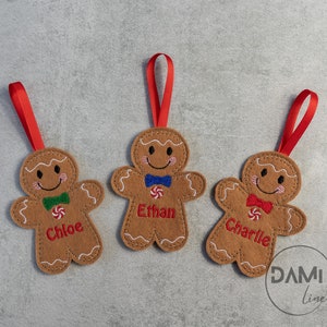 Gingerbread Boy Personalised Christmas Tree decorations,Christmas ornaments,Felt decorations image 1