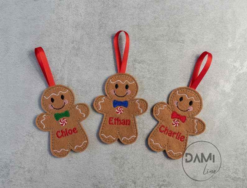 Gingerbread Boy Personalised Christmas Tree decorations,Christmas ornaments,Felt decorations image 1