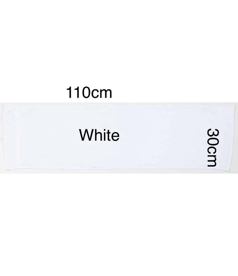 Personalised gym towel for fitness | Sweat towel | Workout towel | Embroidered sports towel White 110x30cm