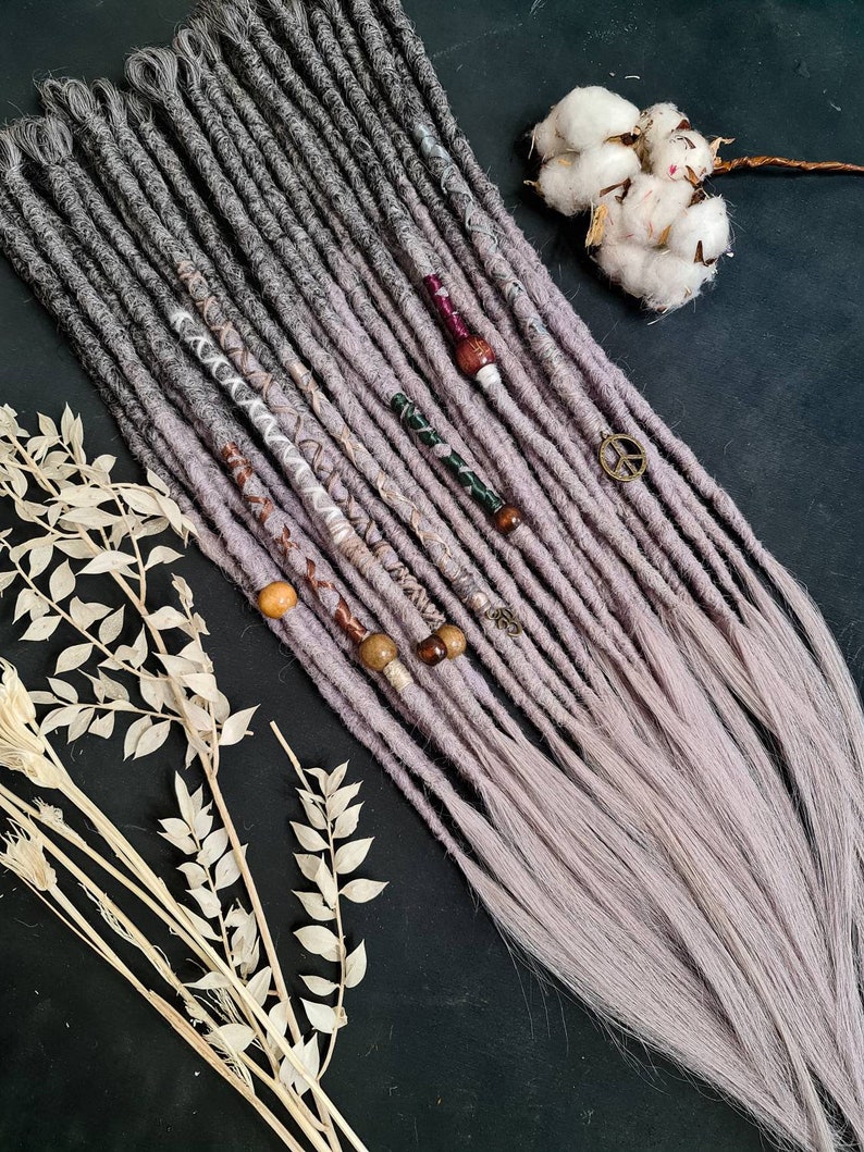 Salt and pepper Human SE Dreads real hair dread extensions Etsy