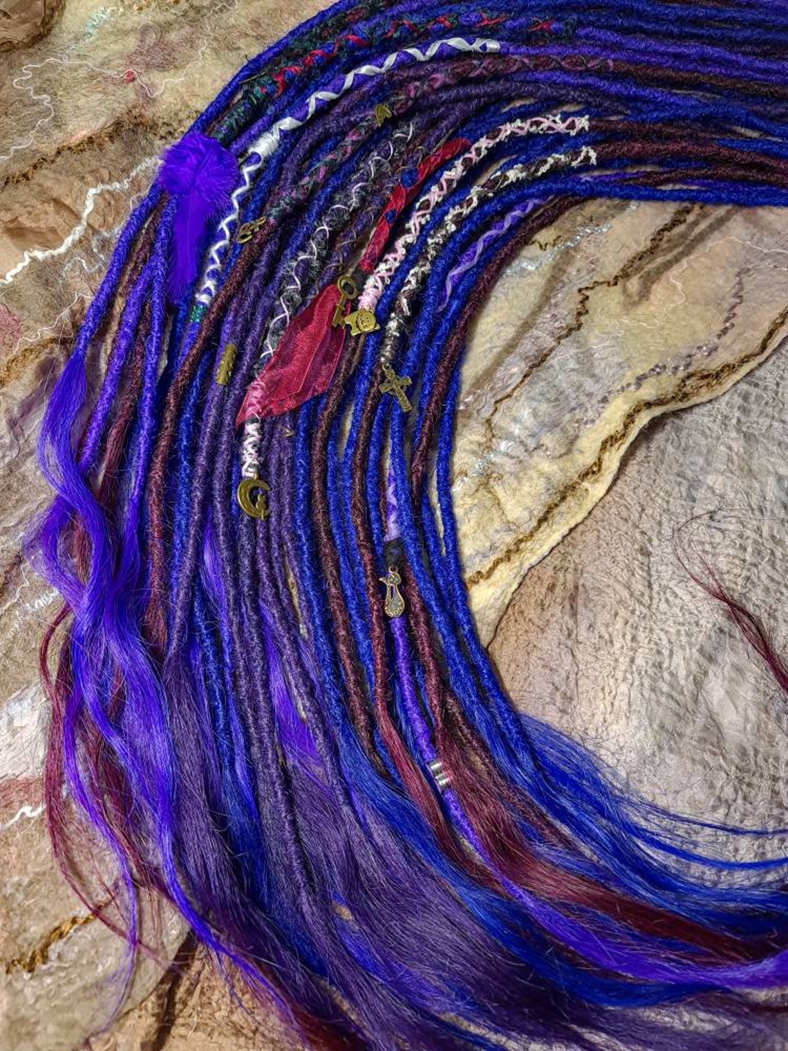 Deep Purple Blue and Burgundy Human dreadlock extensions Etsy
