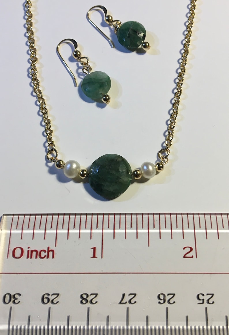 HEAVENLY GEMS One Gem Stone Necklace Emerald Emerald Earrings Set Revelation 21-4th Foundation