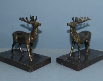 Art deco set of red deer bookends from France period (1920 - 1940)