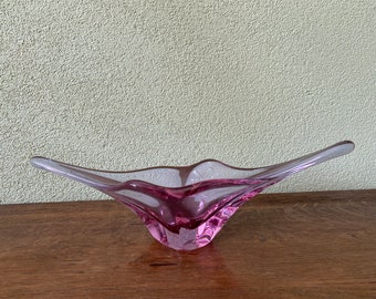 Val Saint Lambert pink crystal bowl - Belgium