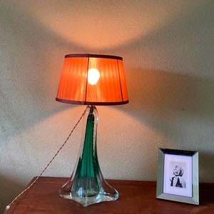 Very unique table lamp from the Val Saint Lambert factory with air bubbles - Belgium / from the art deco period