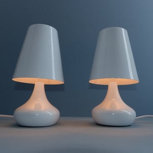 A set of 2 German white table lamps
