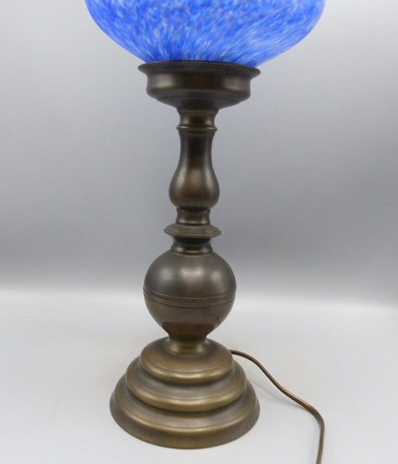 Beautiful large 70s table lamp with a large oval lamp shade. Etsy