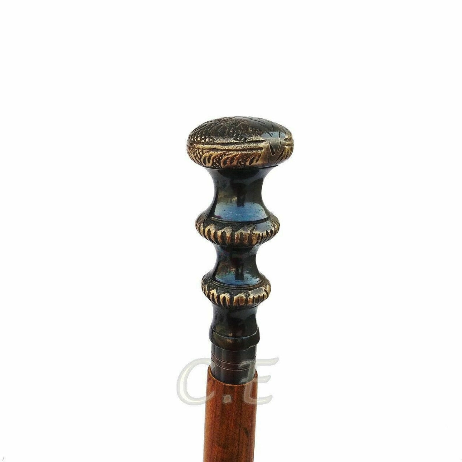 Handmade Brass Knob handle Walking Stick Etsy