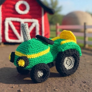 Patrón de tractor de crochet: Vehículo agrícola amigurumi 3D (Patrón PDF)