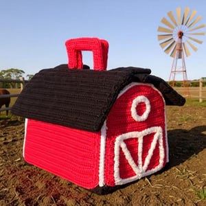 Patrón de juguete de granero rojo de ganchillo, transportador y almacenamiento para animales de granja (patrón PDF)