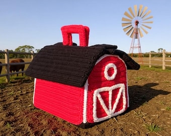 Crochet Red Barn Toy Pattern, Farm Animal Carrier & Storage (PDF Pattern)