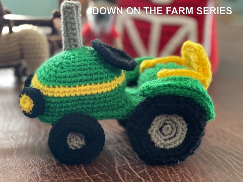 Barn horse farm/Crocheted storage farm/sheep fence farmyard/ Tractor farmer barnyard/Play mat carrier farm/Toy colorful farm image 9