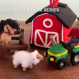 Barn horse farm/Crocheted storage farm/sheep fence farmyard/ Tractor farmer barnyard/Play mat carrier farm/Toy colorful farm