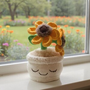 Crochet Flowerpot Pattern, Smiling Sunflower Home Decor (PDF Pattern)