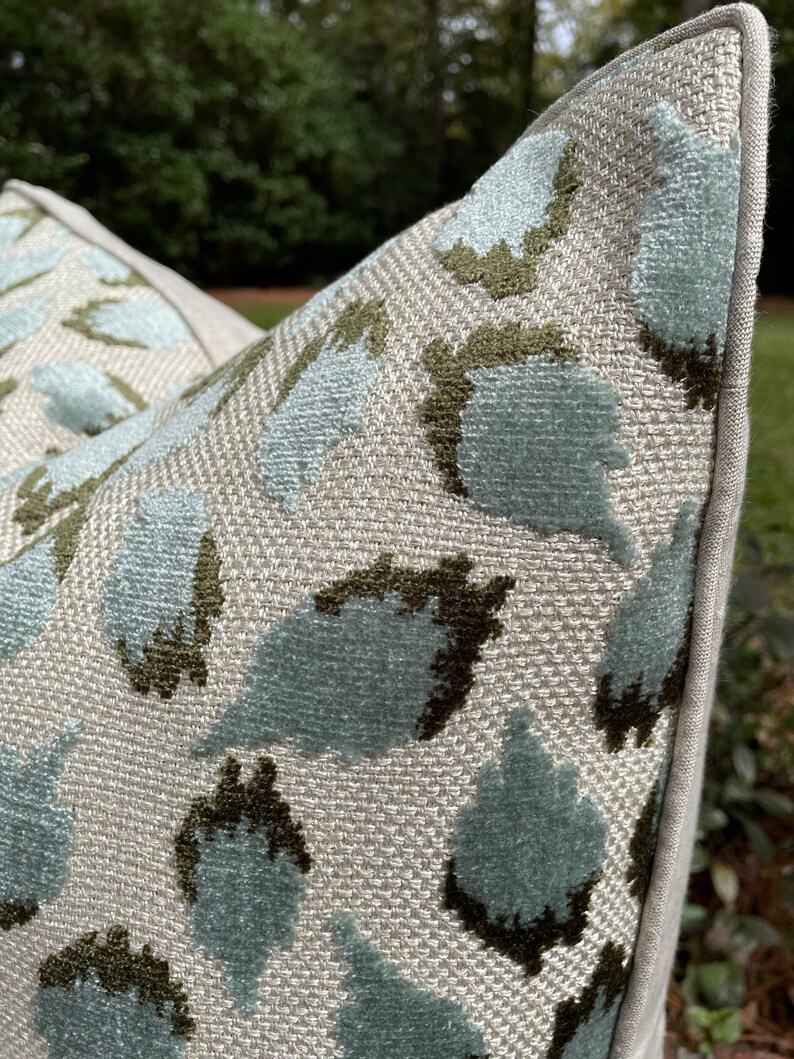 Blue//green//pillow Cover//zipper//custom Made// Decorative Etsy