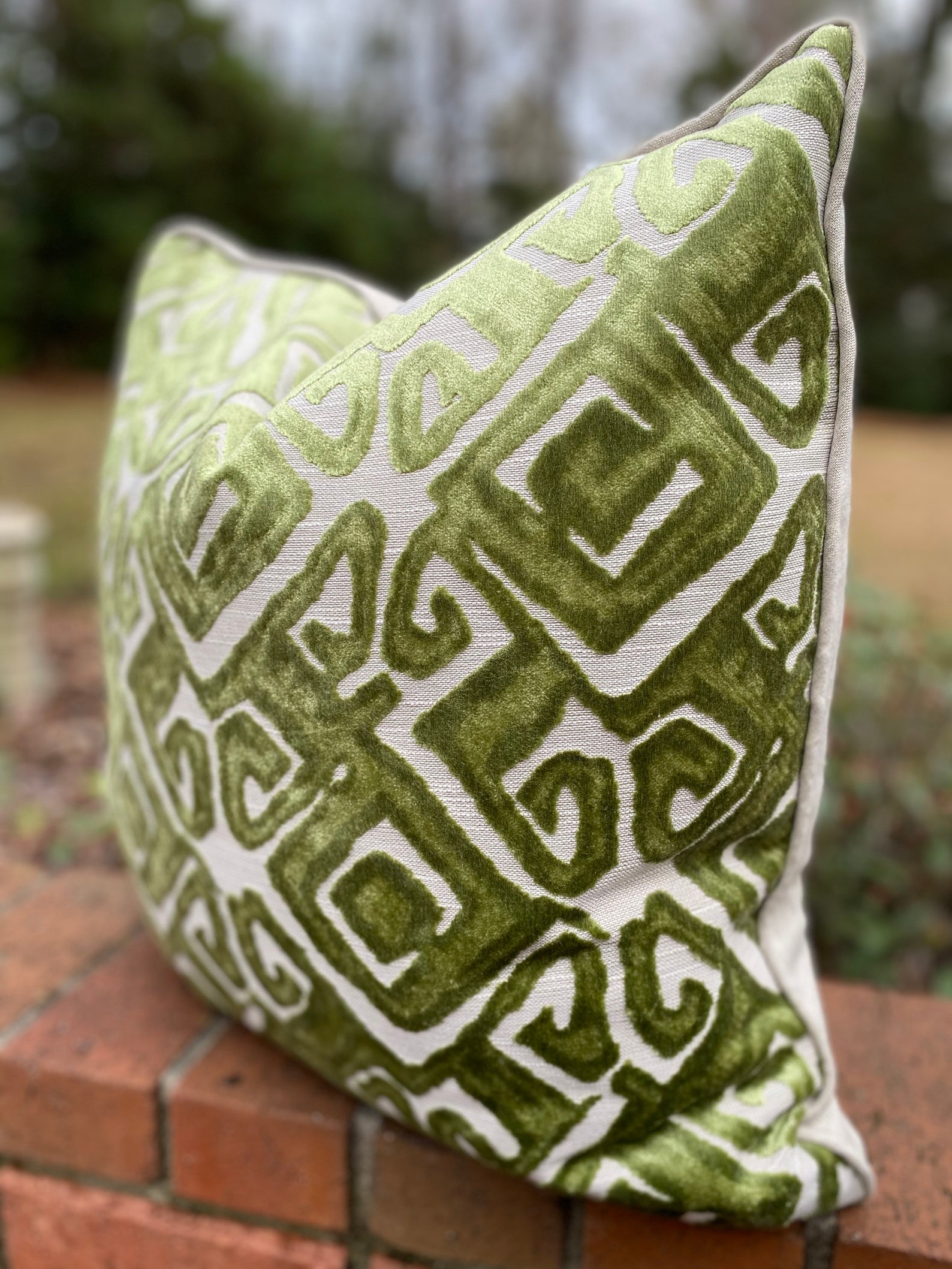 Green//cut chenille//custom made//pillow Etsy