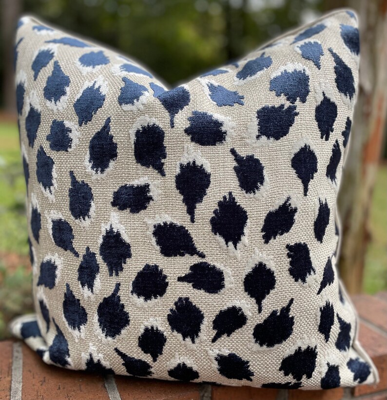 Blue//white//animal Print//custom Made//decorative Pillow Etsy
