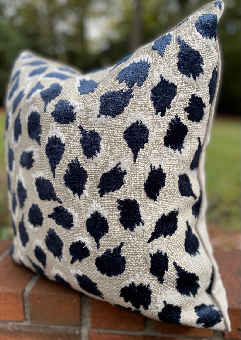 Blue//white//animal Print//custom Made//decorative Pillow Etsy