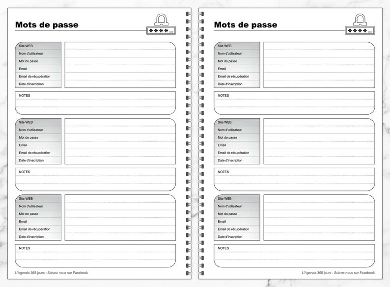 Feuille Fiche Mot De Passe A Imprimer Carnet mots de passe | Etsy