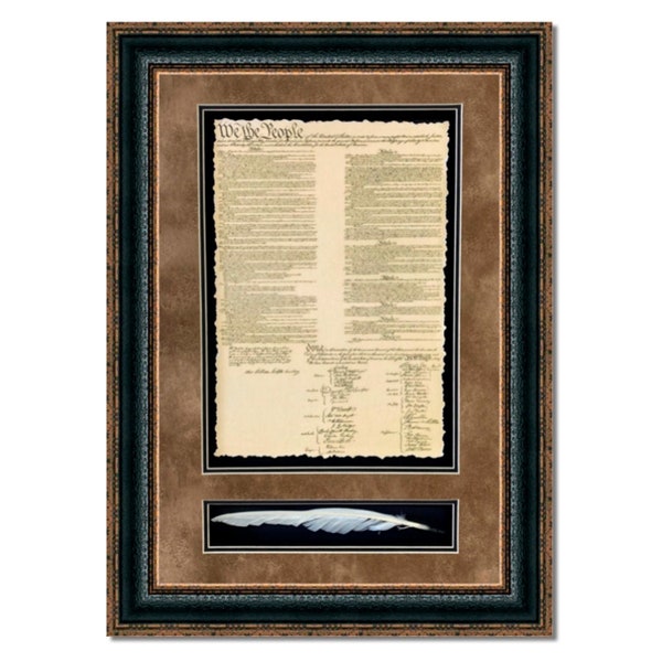 Framed Historic USA American Documents with Quill | Various Documents